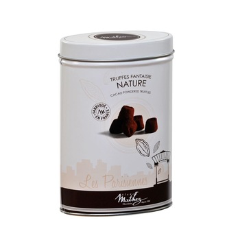 Trufe de ciocolata in cutie metalica Mathez Les Parisiennes 200g Trufe de ciocolata in cutie metalica Mathez Les Parisiennes 200g