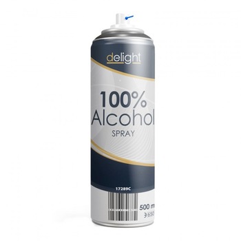 Spray Alcool 100%, 92% Alcool etilic, 2% alcool izopropilic,1% tert-butanol,1% benzoat de denatoniu, gaz de antrenare, 500 ml Spray Alcool 100%, 92% Alcool etilic, 2% alcool izopropilic,1% tert-butanol,1% benzoat de denatoniu, gaz de antrenare, 500 ml