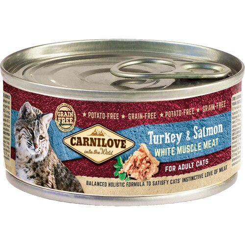 Hrana umeda pentru pisici adulte Carnilove Curcan si Somon , 4 x 100 g