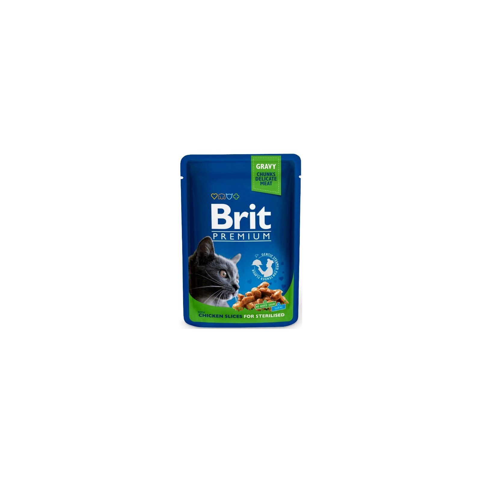Hrana pentru pisici, Brit Premium Sterilised, plic bucati de carne de pui 6 x 100gr
