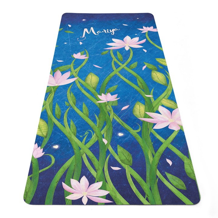 Saltea specializata pentru exercitii, Yoga Mat Night Flowers 4 mm, 68х183 cm.,YM76