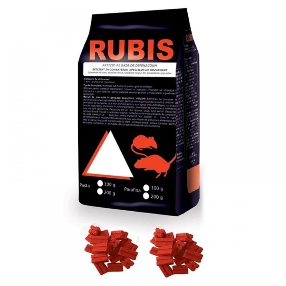 Otrava Rubis raticida pasta pentru soareci si sobolani 200g