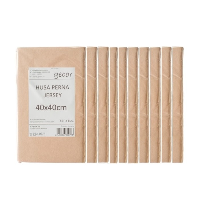 Pachet 10 X Set 2 huse perna cu fermoar, Gecor, jersey, 40x40 cm, bej