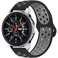 Curea silicon Sikai, design Sport, pentru Samsung smartwatch: Galaxy Watch 42mm, Huawei Watch GT 2 (42mm) Galaxy Watch Active (40mm), Galaxy watch Active2, Gear Sport, sau orice ceas de 20mm latimea curelei NEGRU/GRI CS03