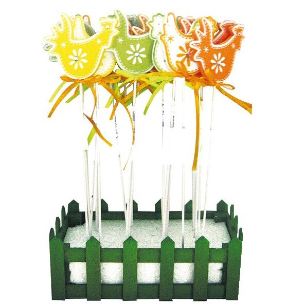 Set 4 gaini din lemn cu margea decorativa 5 cm, pe bat lemn 18.5 cm