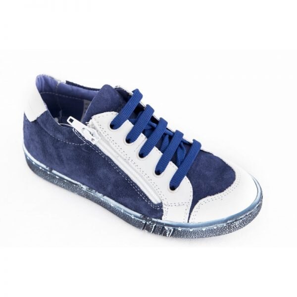 Pantofi copii din piele naturala Tino 1864, Alb/Bleumarin