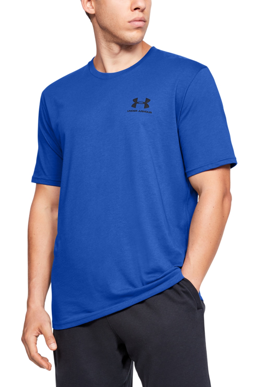 Under Armour, Tricou lejer cu decolteu la baza gatului pentru fitness Sportstyle, Albastru royal