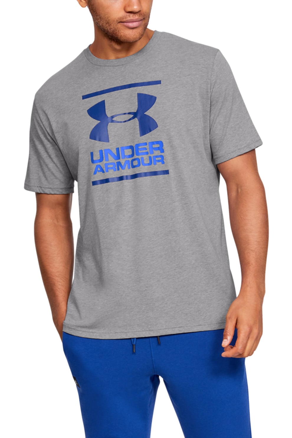 Under Armour, Tricou cu logo pentru fitness GL Foundation, Gri