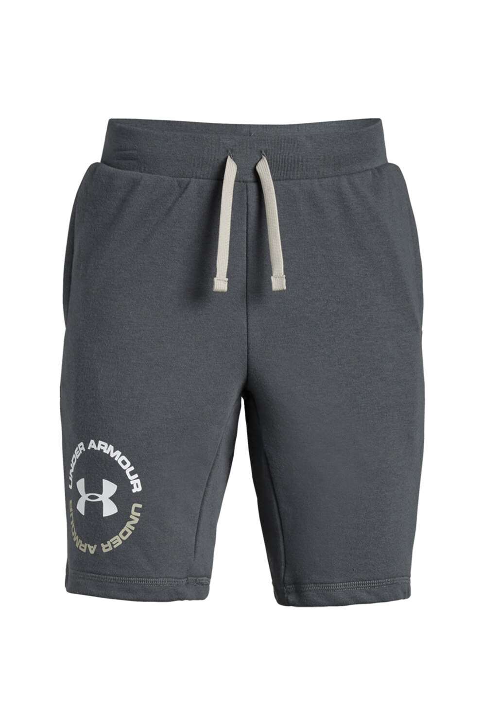 Under Armour, Bermude scurte cu model logo Rival, Gri inchis