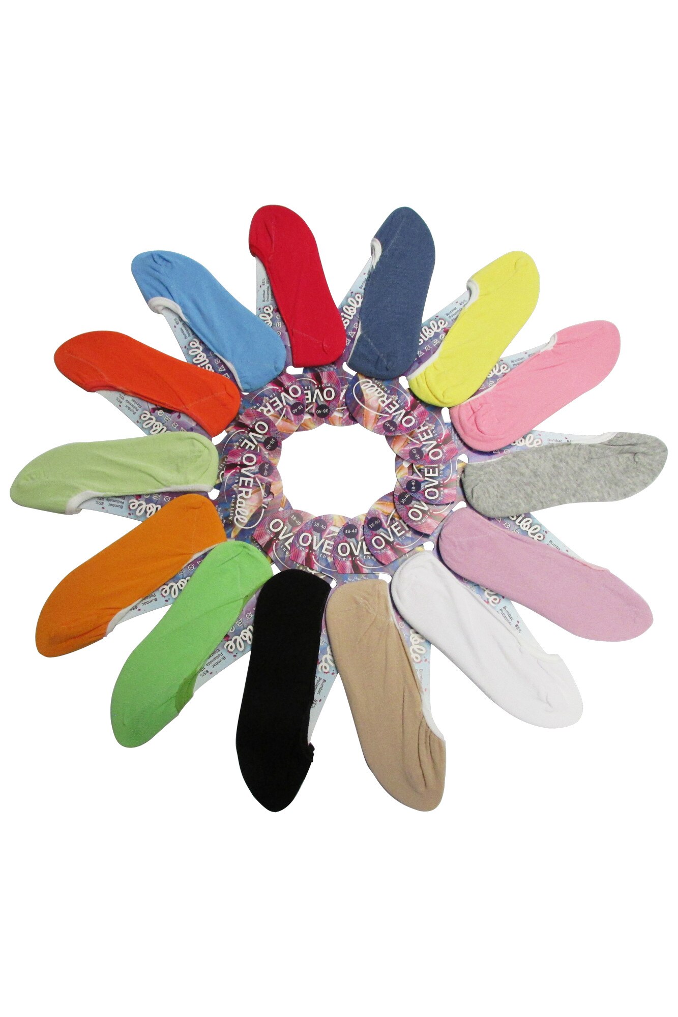 Set 14 sosete scurte invizibile Overall, Multicolor,