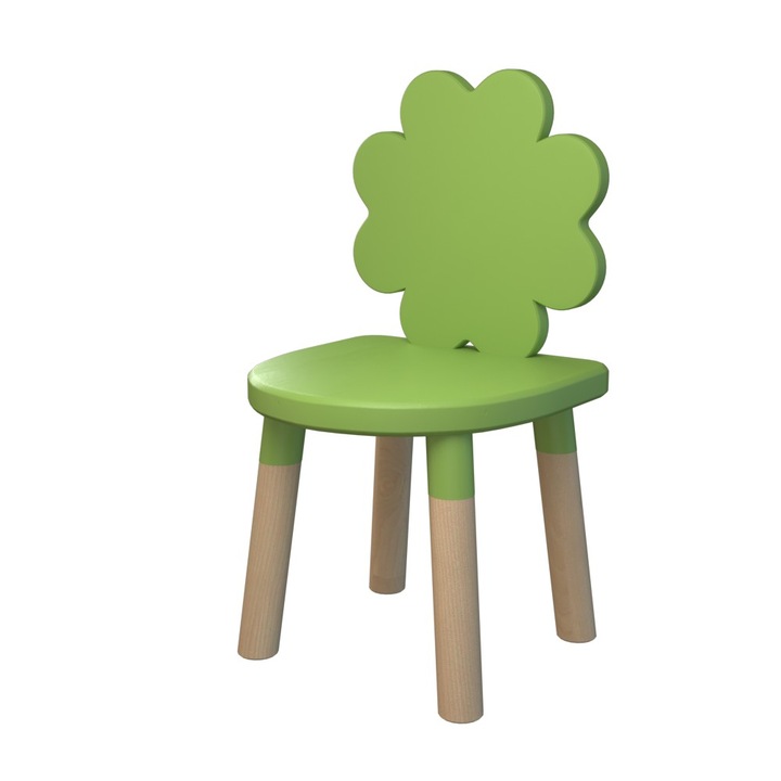 Детски стол OEM “Трапец”, Масивна дървесина, Зелен