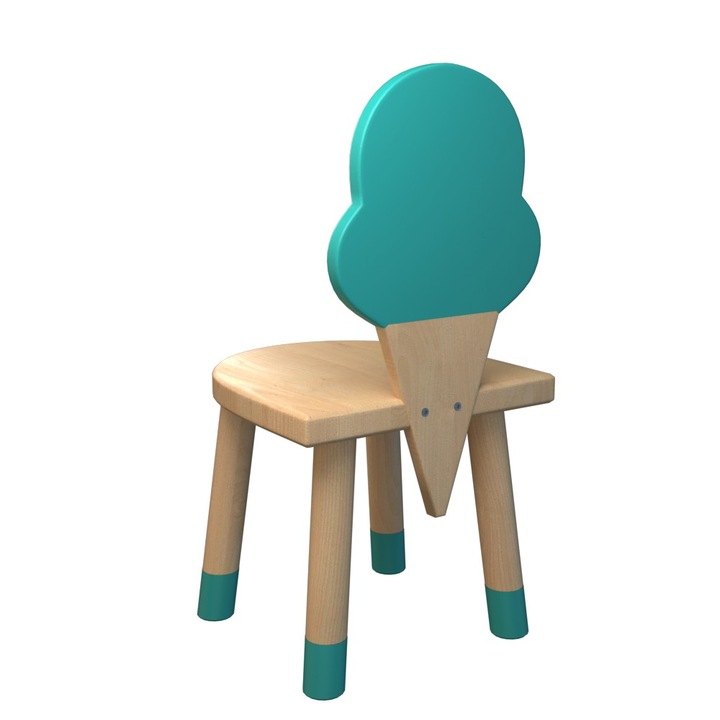 Детски стол OEM, “Сладолед”, Масивна дървесина, Turquoise