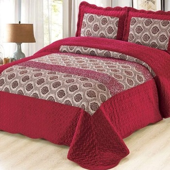 Cuvertura de Pat de Lux din Catifea + 2 Fete de Perna, Pat 2 Persoane, 230x250 cm, Grena Cuvertura de Pat de Lux din Catifea + 2 Fete de Perna, Pat 2 Persoane, 230x250 cm, Grena