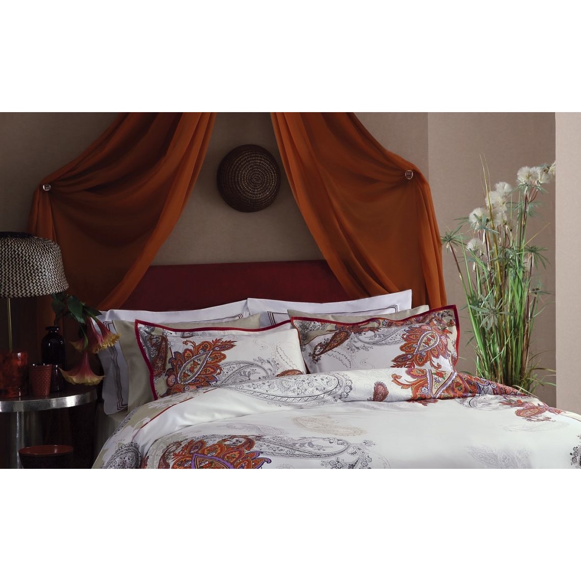 Lenjerie de pat dublu, Valeron, Delhi, 6 piese, bumbac satin deluxe