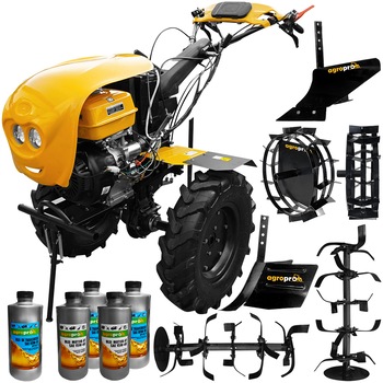 Motocultor Profesional, AgroPro Progarden, HS 1100D, Euro V, Diferential Blocabil, Pornire Electrica, 18 CP, latime lucru 120 cm, Benzina, carena protectie, FAR, freze, roti cauciuc, roti metal, rarita reglabila, plug arat, 5l ulei AgroPro Motocultor Profesional, AgroPro Progarden, HS 1100D, Euro V, Diferential Blocabil, Pornire Electrica, 18 CP, latime lucru 120 cm, Benzina, carena protectie, FAR, freze, roti cauciuc, roti metal, rarita reglabila, plug arat, 5l ulei AgroPro