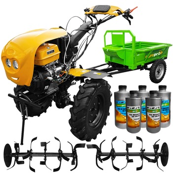 Motocultor Profesional, AgroPro Progarden, HS 1100D, Euro V, Diferential Blocabil, Pornire Electrica, 18 CP, latime lucru 120 cm, Benzina, carena protectie, FAR, freze, roti cauciuc, remorca, 5l ulei AgroPro Motocultor Profesional, AgroPro Progarden, HS 1100D, Euro V, Diferential Blocabil, Pornire Electrica, 18 CP, latime lucru 120 cm, Benzina, carena protectie, FAR, freze, roti cauciuc, remorca, 5l ulei AgroPro
