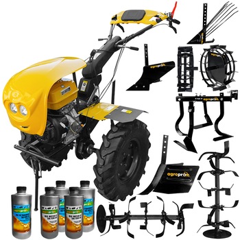 Motocultor Profesional, AgroPro Progarden, HS 1100D, Euro 5, 18 CP, latime lucru 120 cm, Benzina, carena protectie, FAR, freze, roti cauciuc, roti metal, rarita reglabila, plug arat, plug cartofi, cultivator, 5l ulei AgroPro Motocultor Profesional, AgroPro Progarden, HS 1100D, Euro 5, 18 CP, latime lucru 120 cm, Benzina, carena protectie, FAR, freze, roti cauciuc, roti metal, rarita reglabila, plug arat, plug cartofi, cultivator, 5l ulei AgroPro