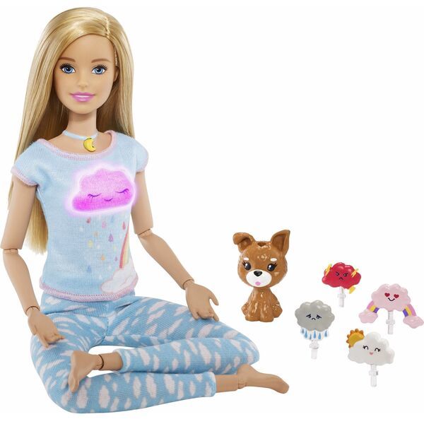 Papusa Barbie® yoga cu lumini, articulatii mobile, par blond, 3 ani+ - eMAG.ro