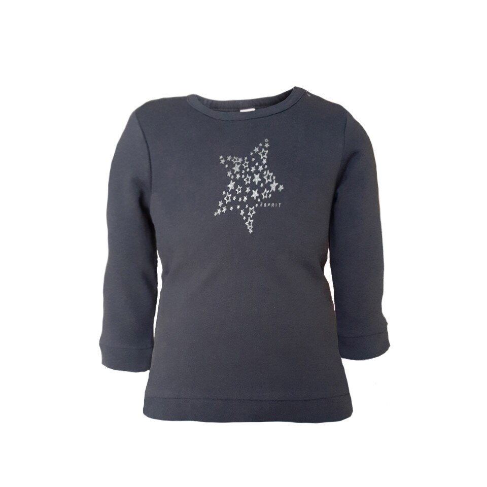 Bluza Fete Esprit, imprimeu cu stelute, fleece la interior, gri, 80 cm, 12 luni