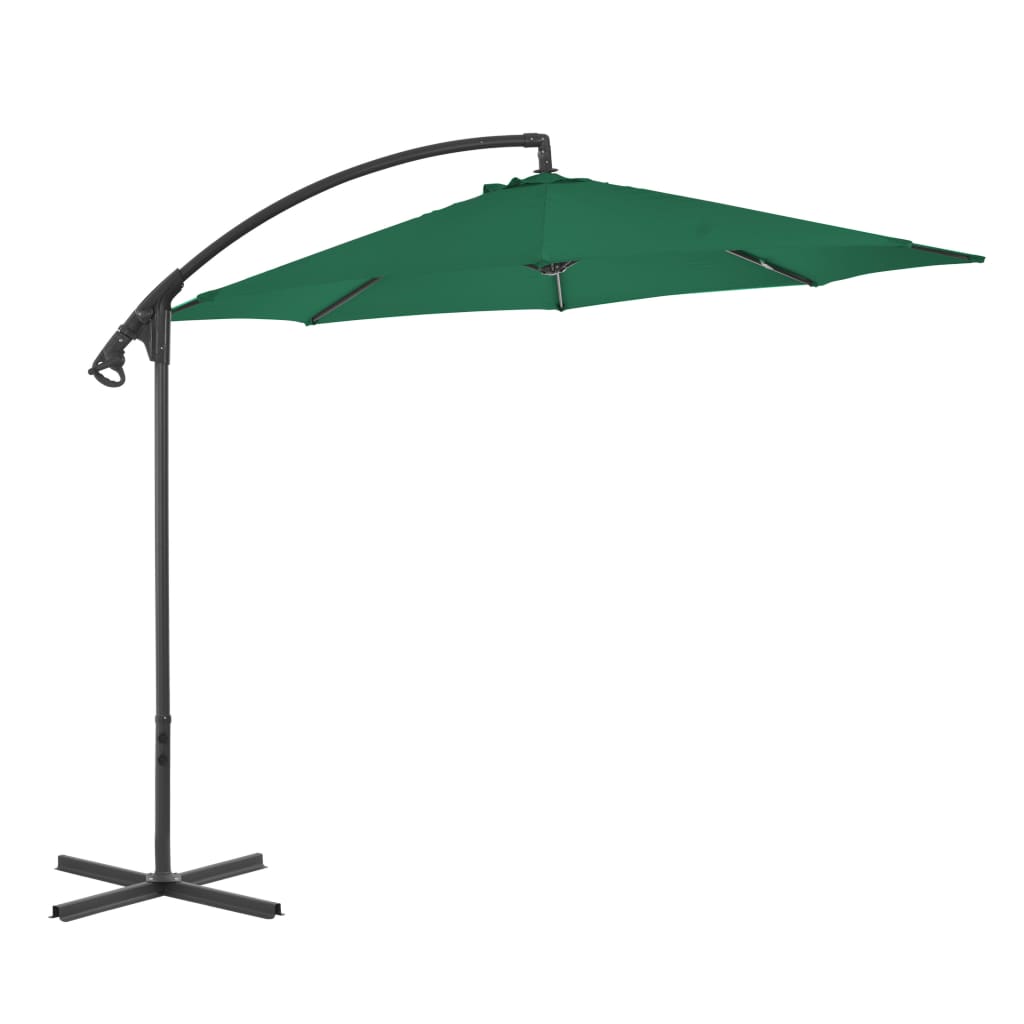 Umbrela suspendata de gradina, vidaXL, Otel, 300 x 260 cm, Verde