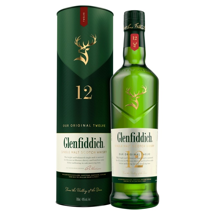 Whisky Glenfiddich 12YO, Single Malt 40%, 0.7l