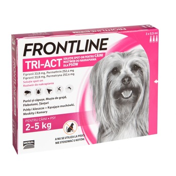 Solutie Antiparazitara, Frontline Tri-Act XS, Caine 2-5 kg, 3 pipete Solutie Antiparazitara, Frontline Tri-Act XS, Caine 2-5 kg, 3 pipete