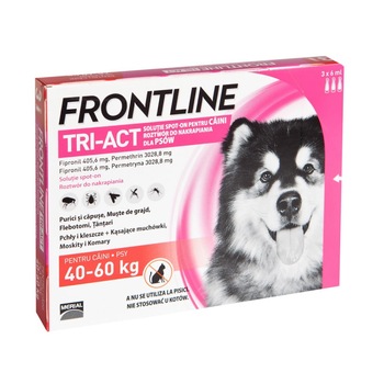 Solutie Antiparazitara, Frontline Tri-Act XL, Caine 40-60 kg, 3 pipete Solutie Antiparazitara, Frontline Tri-Act XL, Caine 40-60 kg, 3 pipete