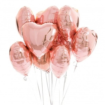 Balon folie inima, set 5 baloane, diametru 45 cm, culoare rose gold, It's Party Time Balon folie inima, set 5 baloane, diametru 45 cm, culoare rose gold, It's Party Time