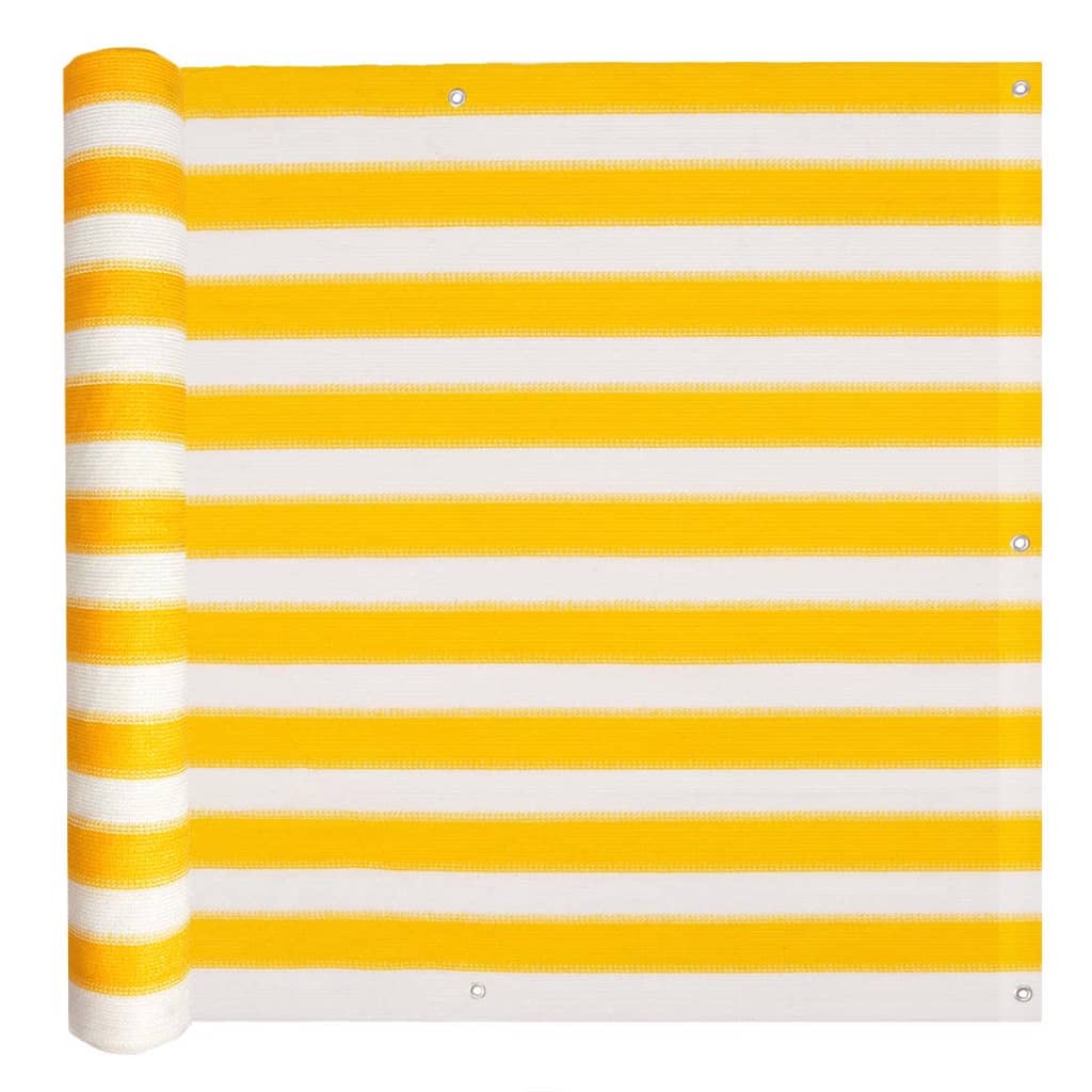 Paraval lateral pentru balcon vidaXL, 75 x 600 cm, Galben/Alb