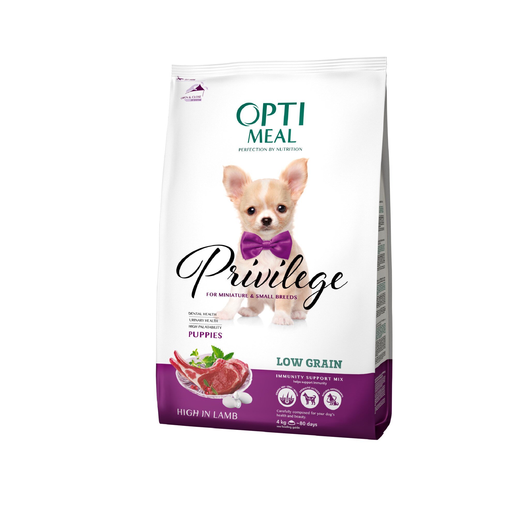 Hrana uscata catei talie foarte mica, Optimeal Privilege, Cu miel, 4kg