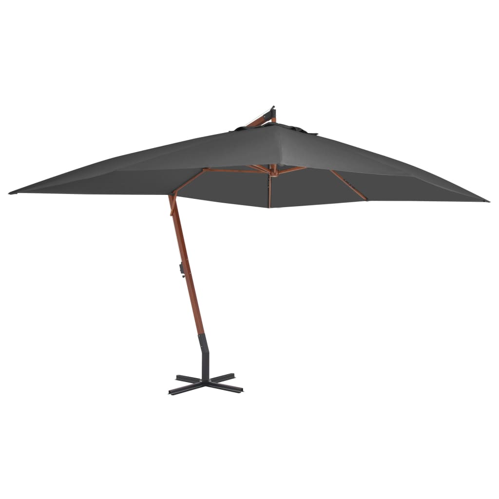 Umbrela suspendata de gradina, vidaXL, Lemn, 400 x 300 x 285 cm, Gri