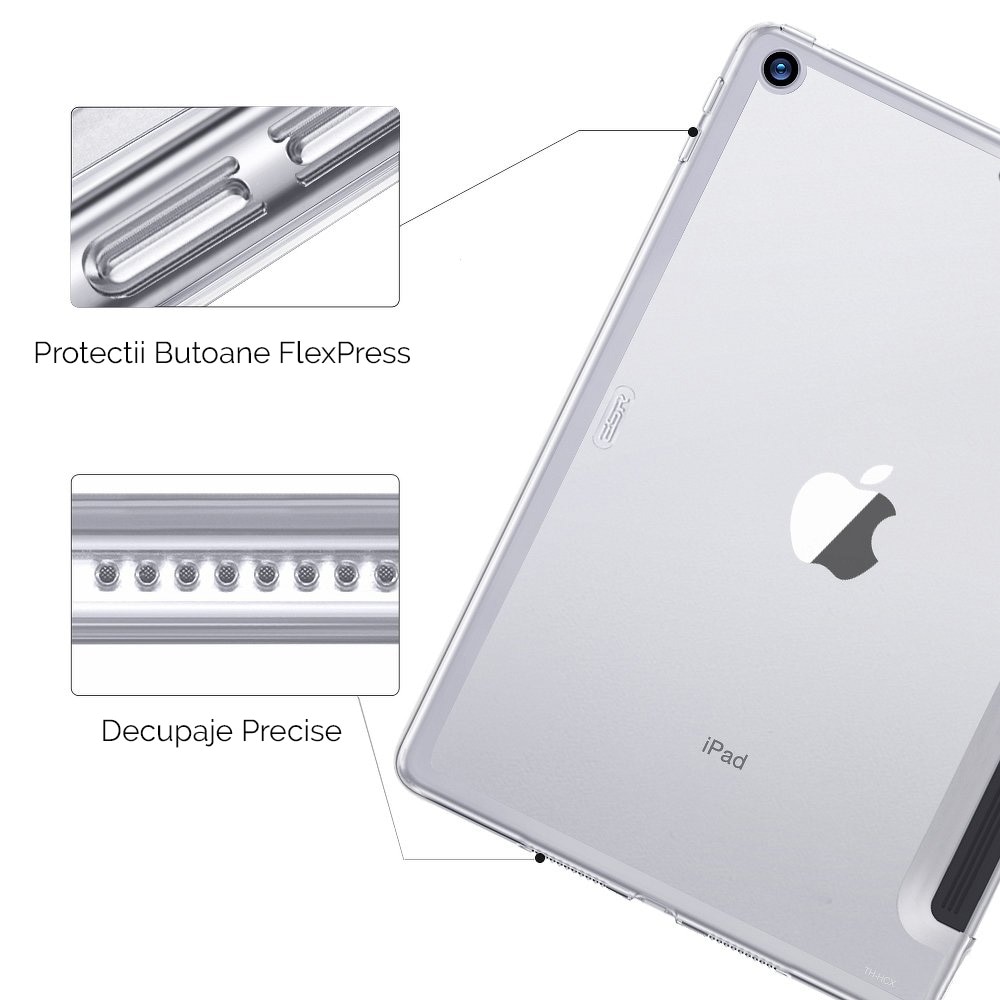 Carcasa spate ESR Yippee pentru Apple iPad Mini 5 7.9", Compatibila Apple Smart Keyboard, Transparenta