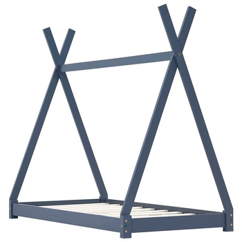 Cadru de pat pentru copii +4 ani, vidaXL, Lemn de pin, 90 x 200 cm, Gri Cadru de pat pentru copii +4 ani, vidaXL, Lemn de pin, 90 x 200 cm, Gri