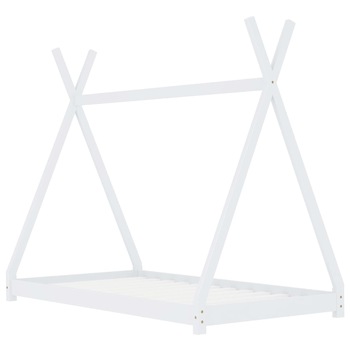 Cadru de pat pentru copii +4 ani, vidaXL, Lemn de pin, 70 x 140 cm, Alb Cadru de pat pentru copii +4 ani, vidaXL, Lemn de pin, 70 x 140 cm, Alb