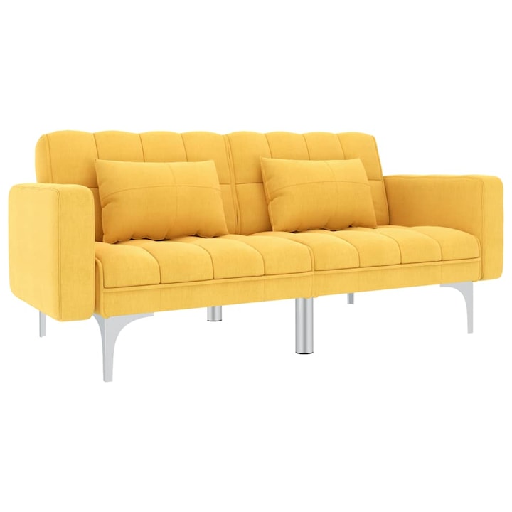 Разтегателен диван vidaXL, жълт, текстил, 175,5х84х79,5 см