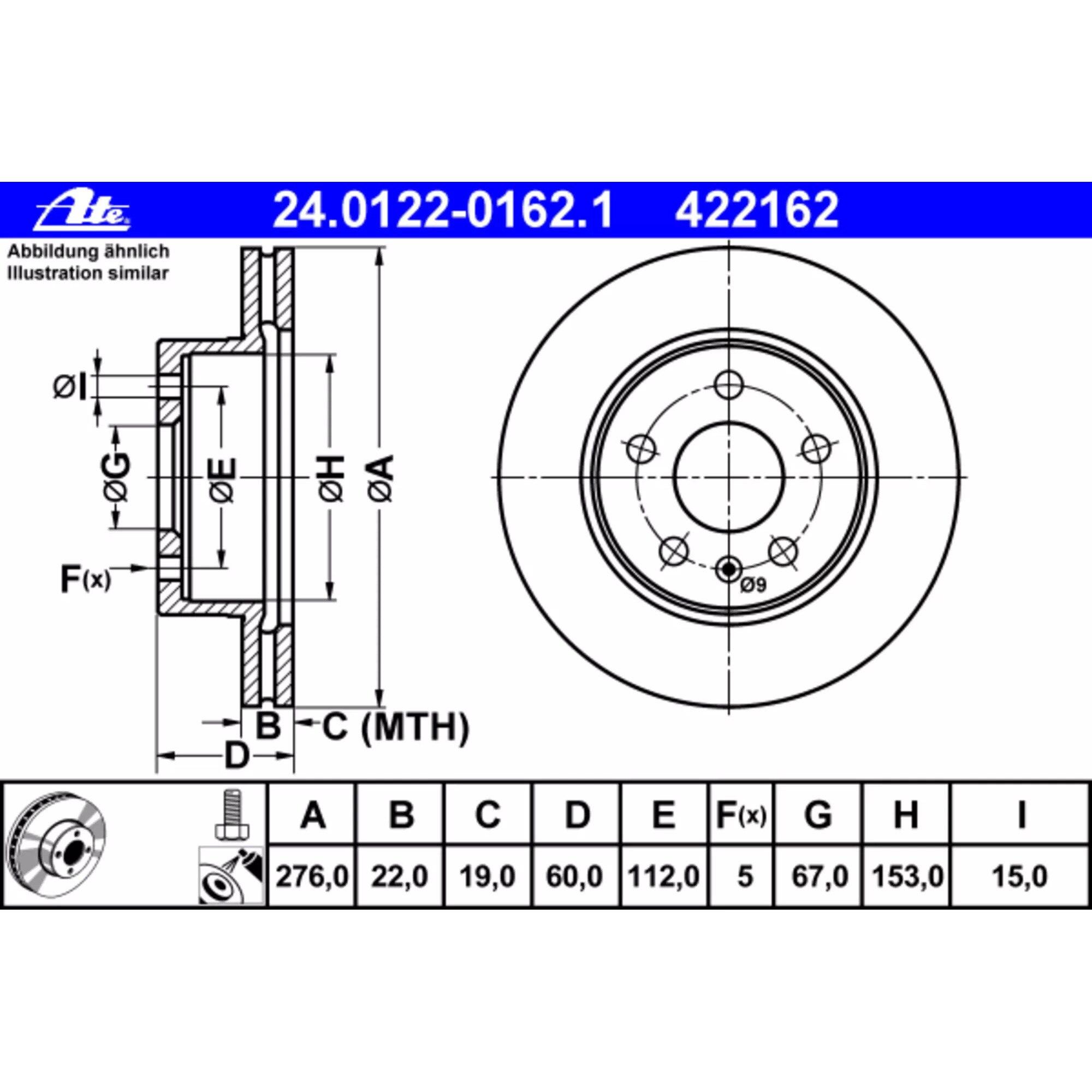 Disc frana ATE pentru Mercedes Benz V Class Mercedes Benz Vito