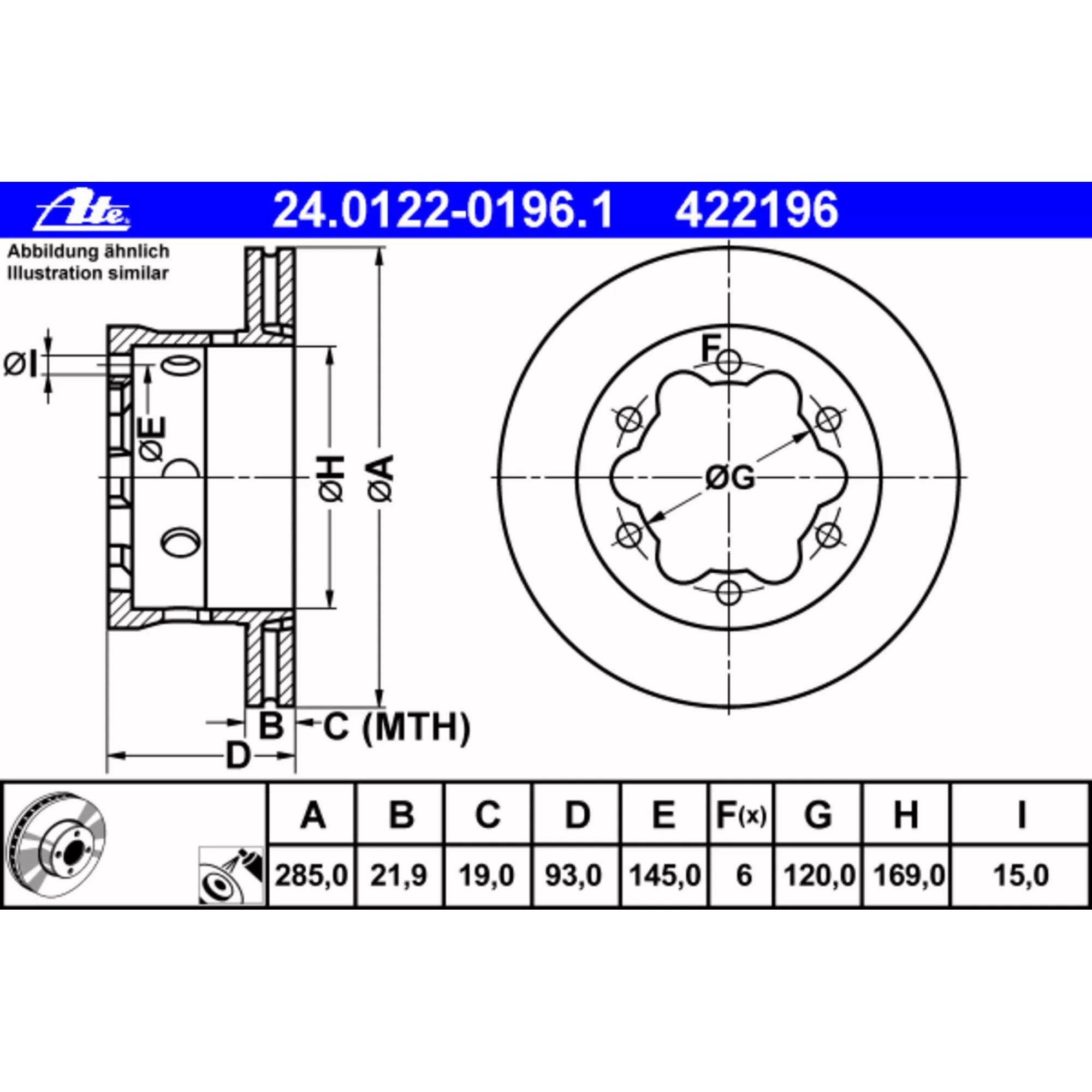 Disc frana ATE pentru Vw Lt Mercedes Benz Sprinter