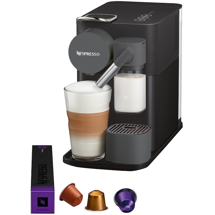Кафемашина с капсули Nespresso EN-500.W Lattissima One, 19 bar, 1400 W, 1 л, Черен