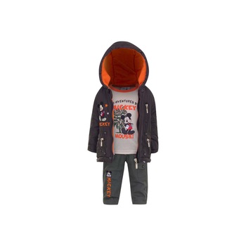 Set 3 piese, pantaloni, bluza si geaca, Disney, Mickey Mouse, maro Set 3 piese, pantaloni, bluza si geaca, Disney, Mickey Mouse, maro