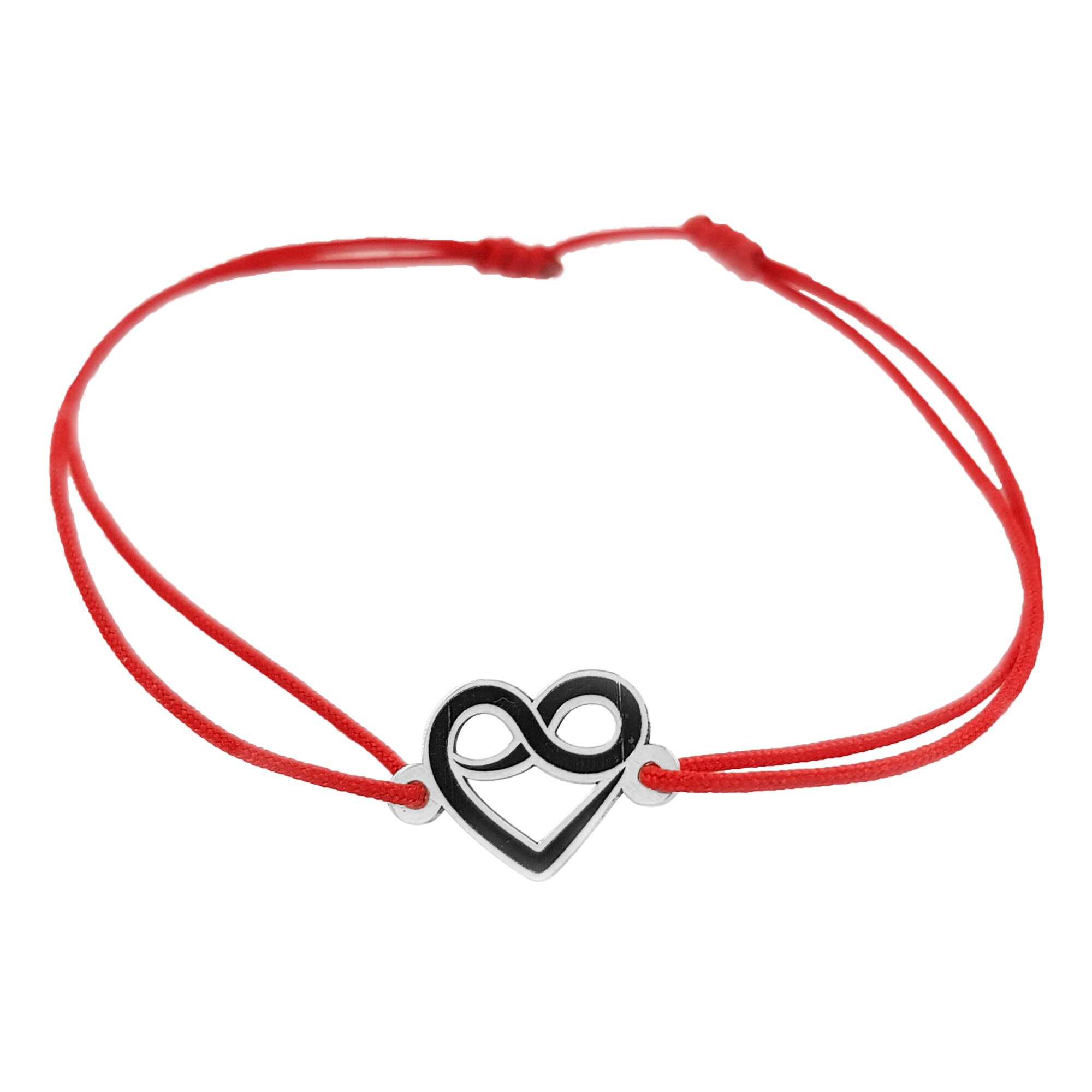 Bratara snur reglabil, Grata, Inimioara cu infinit, argint 925
