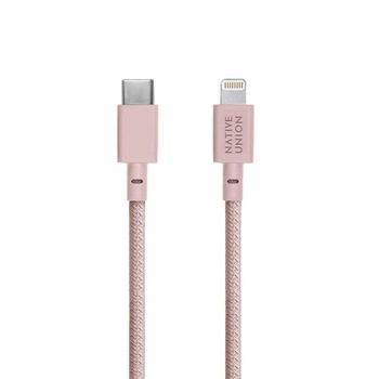 Cablu pentru incarcare si transfer de date Native Union Belt USB Type-C / Lightning 1.2m Rose Cablu pentru incarcare si transfer de date Native Union Belt USB Type-C / Lightning 1.2m Rose