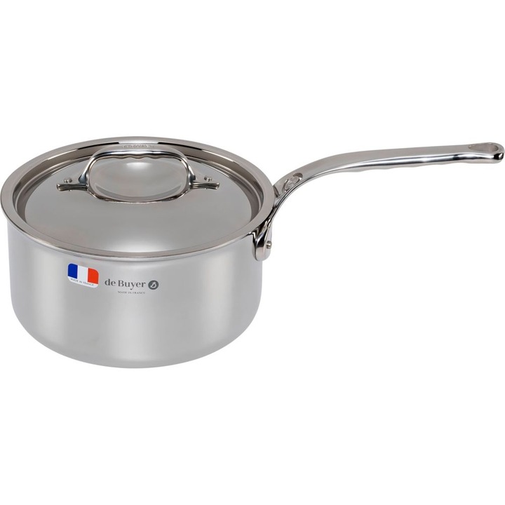 De Buyer Affinity, 20cm, 2.5l, Fedeles, Rozsdamentes Acél, Mély, Ezüst lábas