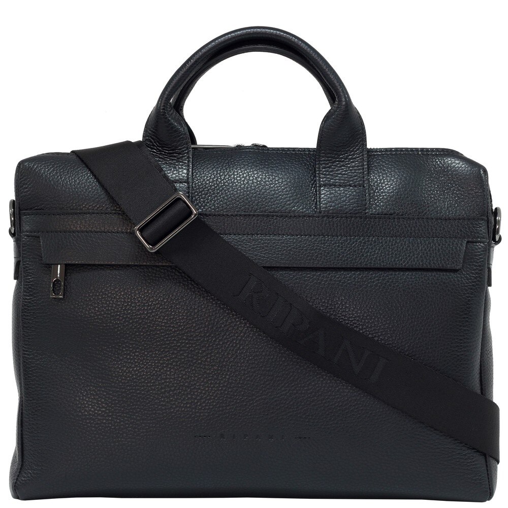 Geanta slim office din piele naturala 9643, NEGRU, portlaptop