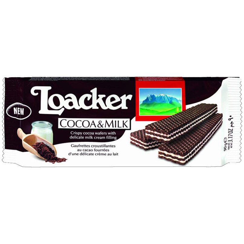 Napolitana Loacker cu crema de cacao cu lapte, 90 gr