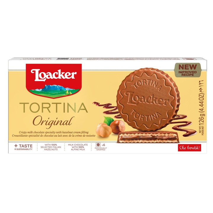 Napolitana Loacker gran pasticceria tortina, 125 gr