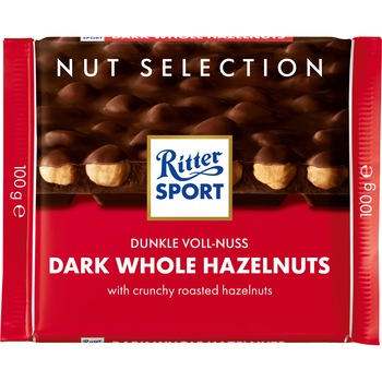 Ciocolata amaruie Ritter cu alune intregi, 100g Ciocolata amaruie Ritter cu alune intregi, 100g