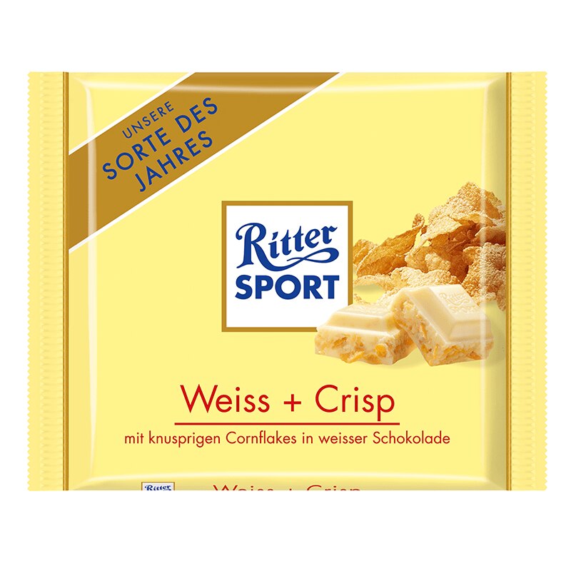 Ciocolata alba Ritter cu cornflakes, 100 gr.