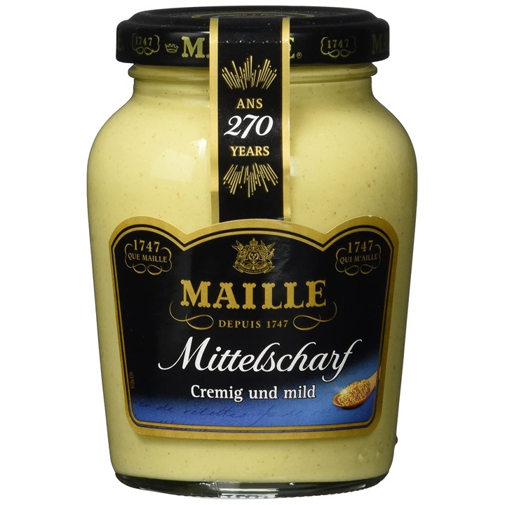 Mustar Maille Dijon mediu iute, 205 gr.
