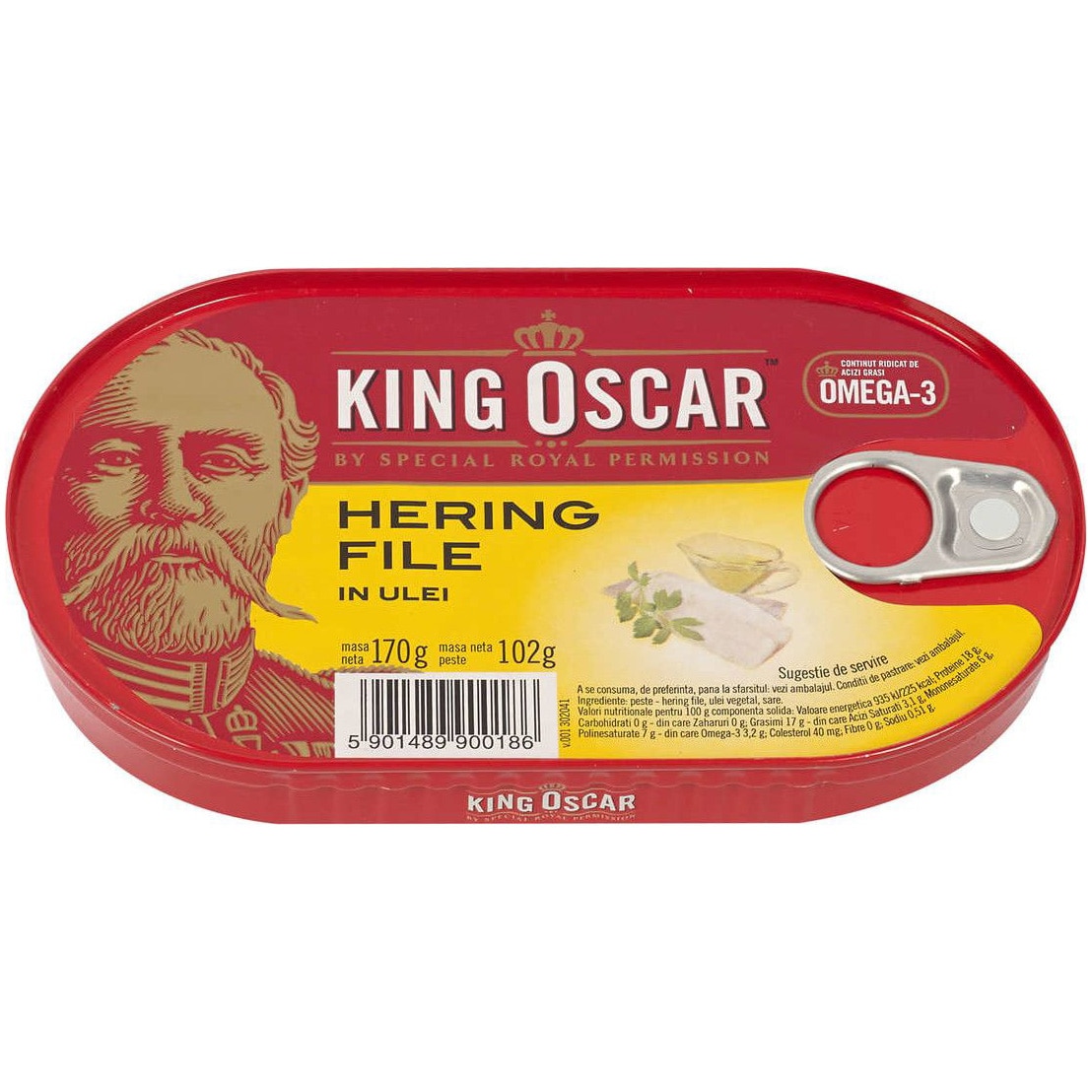 Hering file in ulei King Oscar, 170 gr.