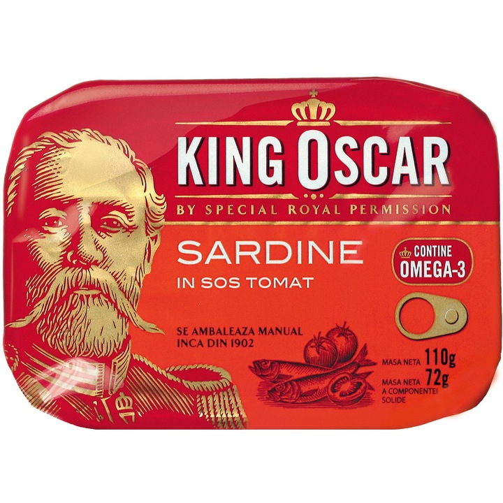 Pachet promo: 6 x Sardine baltice in sos tomat King Oscar, 110 gr.